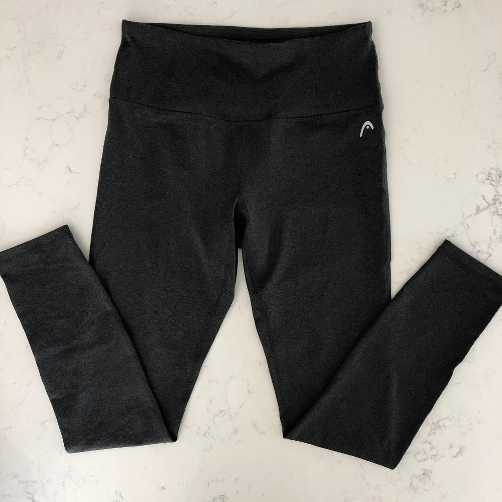 HEAD Athletic Activewear Hi Rise Leggings w Mesh Panels Gray + Black Size M